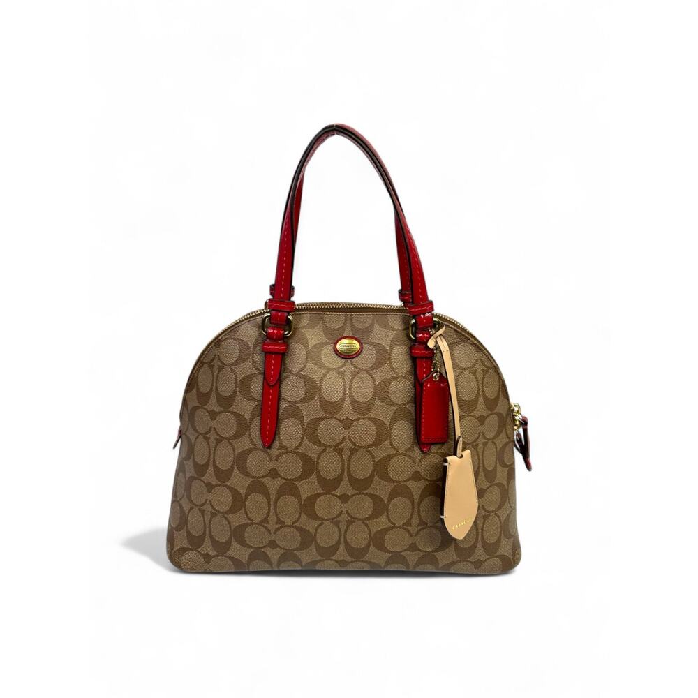 Coach Peyton Signature Cora Dome Coated Canvas Satchel Bag